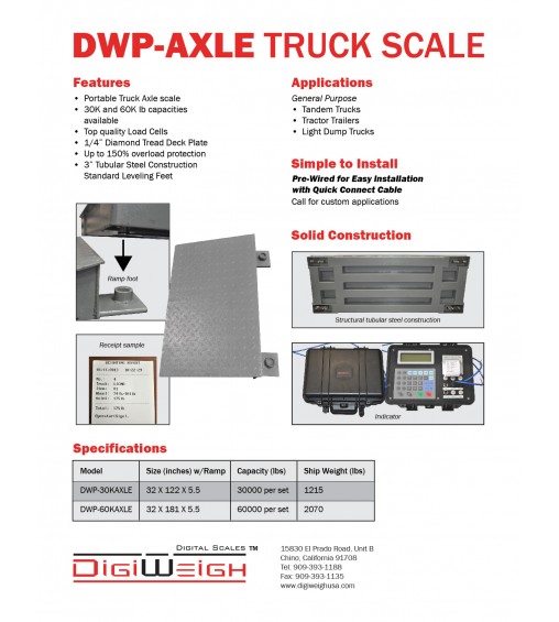 DIGIWEIGH DWP-60KAXLE 60K LB TRUCK AXLE SCALE SET 